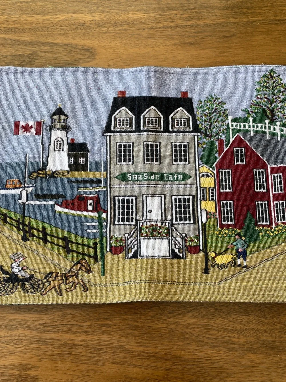 Seaside Life Tapestry Placemat - Red & Cream Coastal Village Set of 4